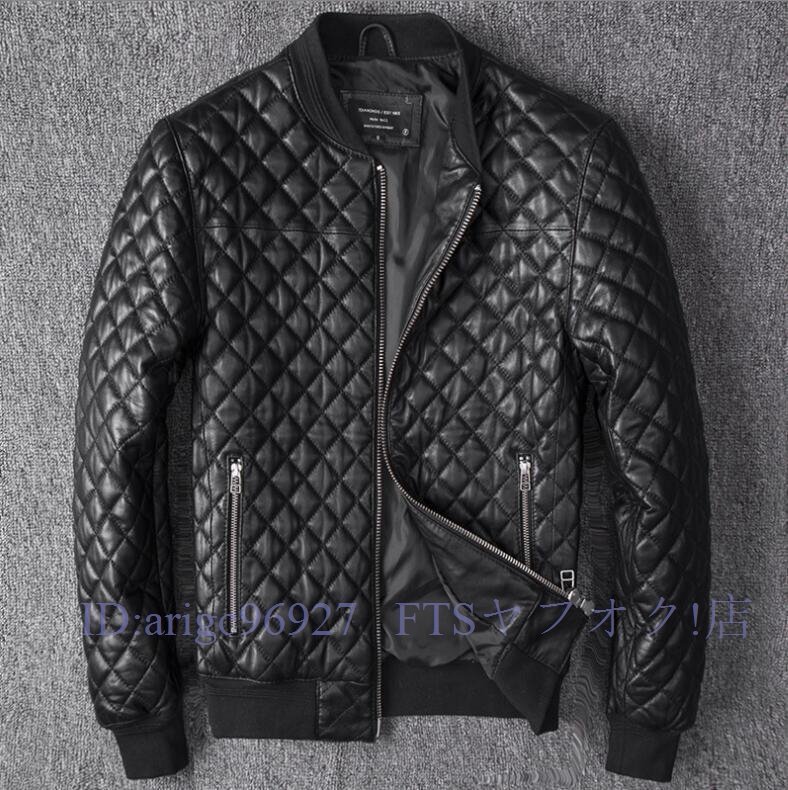 A6793新品 ライダースジャケット バイクジャケット 革ジャン レザージャケット 皮ジャン 春秋冬 刺繍 本革 羊革 ブルゾン S~3XL拍卖