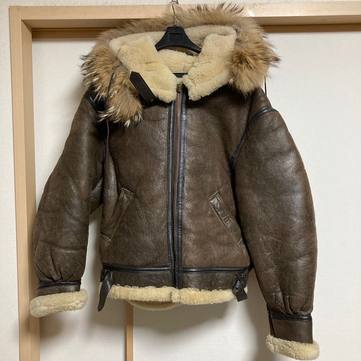 AVIREX アビレックス B-3 ブラウン サイズ38 フードファー ムートン USA製拍卖