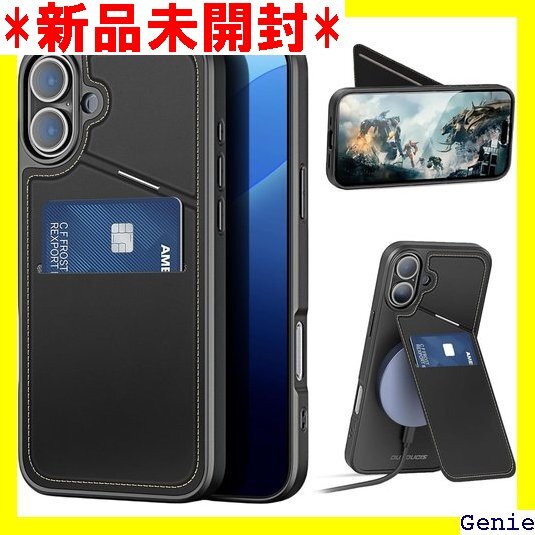 iPhone16 Plus ケース 手帳型 MagSa プホール付き 耐衝撃 薄型 軽量 仕事 男性女性ブラック 373拍卖