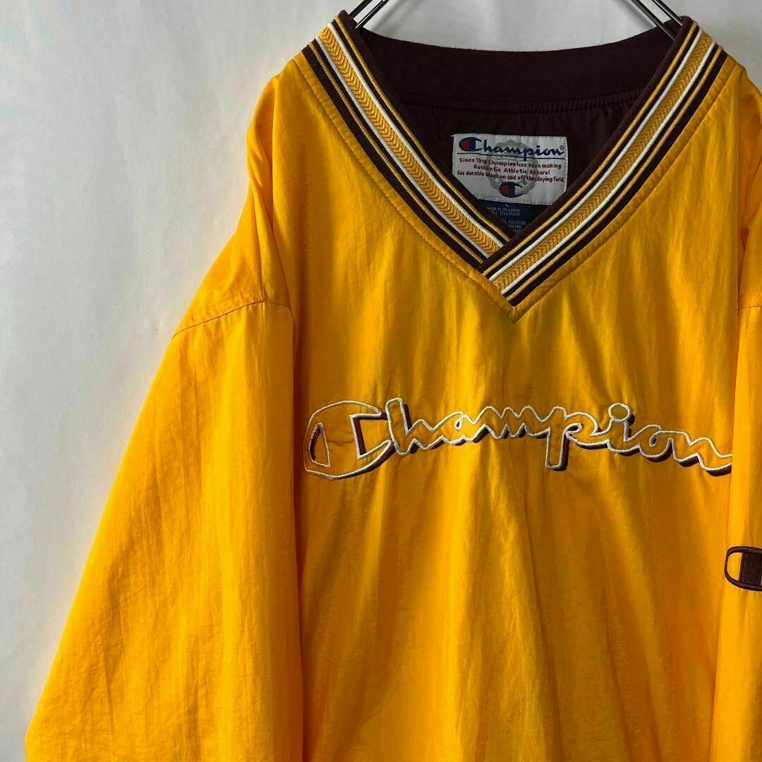 チャンピオン ナイロンプルオーバージャケット ビッグロゴ Lサイズ イエロー拍卖