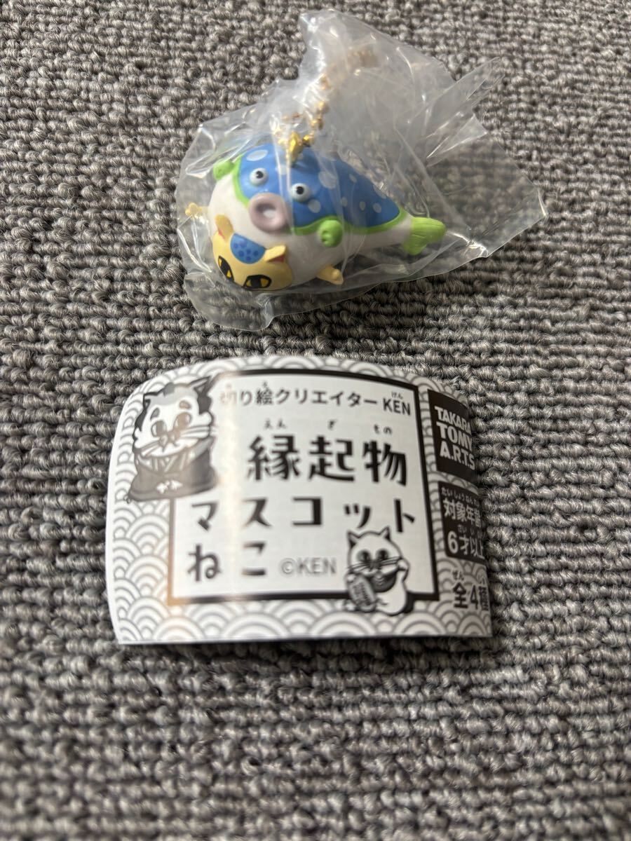 縁起物マスコット ねこ ふく ふぐ 切り絵クリエイター KEN フィギュア ガチャガチャ カプセルトイ ガチャ 猫 食玩 オマケ拍卖