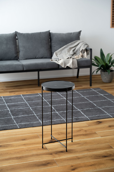 サイドテーブル ミニテーブル ソファサイド 石目調 ブラック シック スチール シンプル スタイリッシュ 机 テーブル モダン かっこいい拍卖