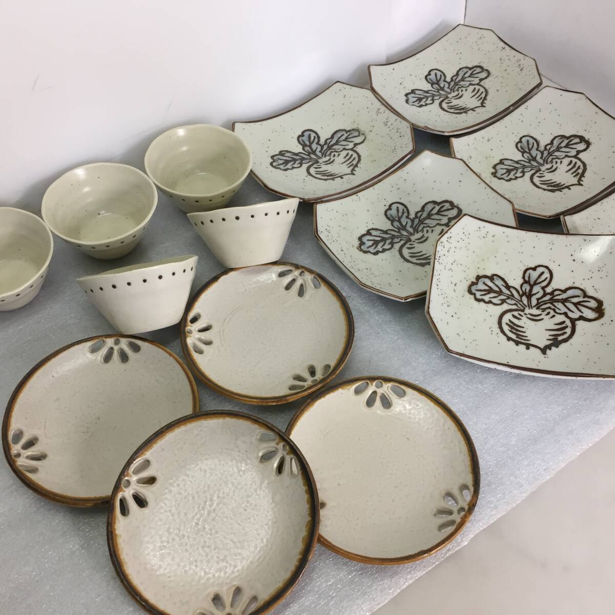 ※即決★UTSUWA KOBO/うつわ工房含む 4客3種セット まとめ売り 角皿&中皿丸皿&小鉢 和食器/居酒屋/開店/古民家カフェ【現状渡し】拍卖