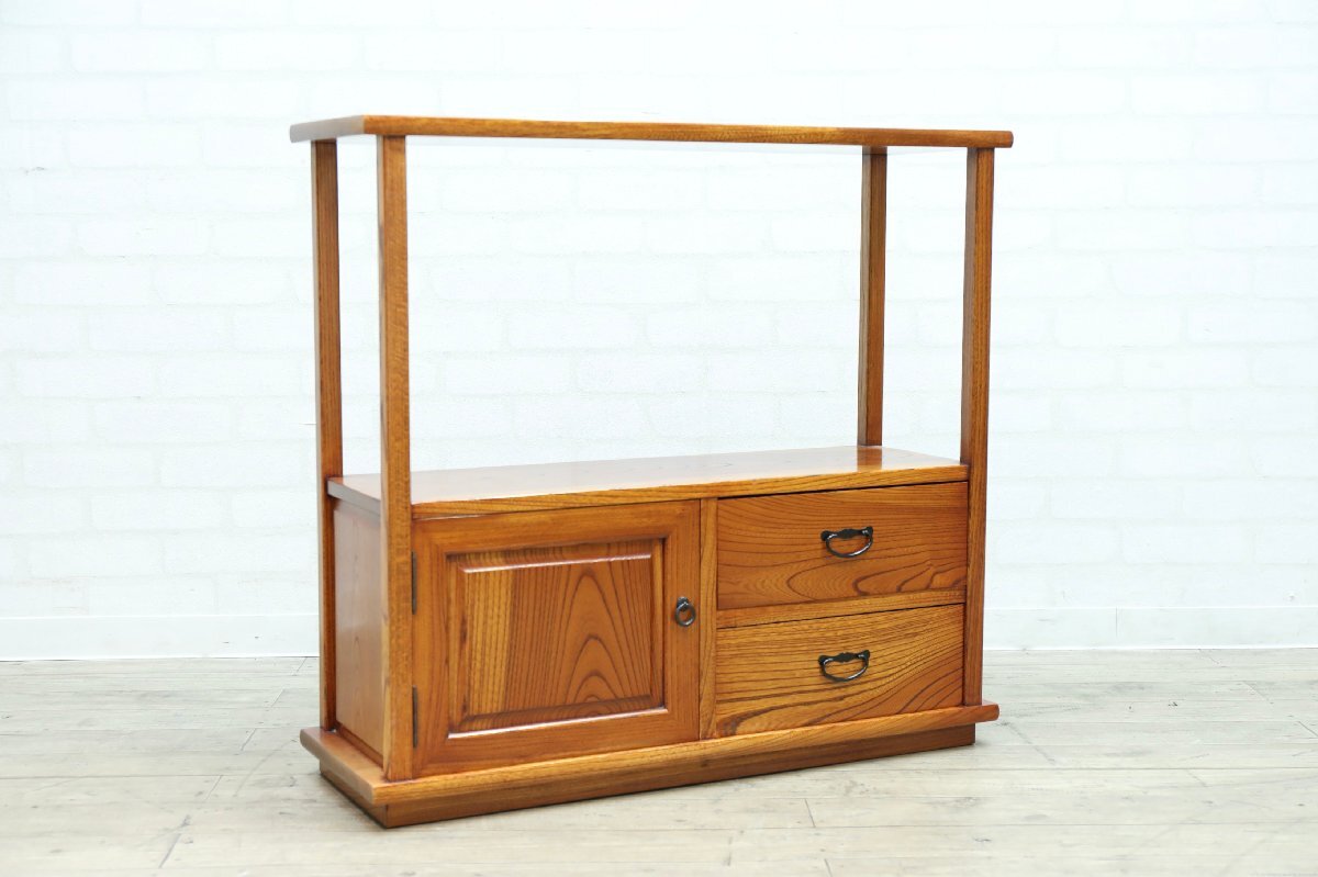 ■【H0787】★美品★サイドボード★飾棚★コレクションボード★収納棚★和モダン★リビング★拍卖