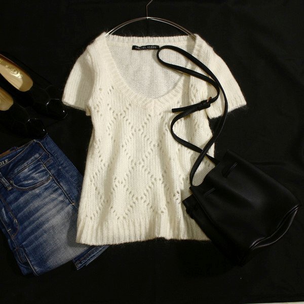 美品 MICHEL KLEIN ミッシェルクラン 大人可愛い 厚手起毛 ニット セーター 38号 M 秋 冬 24B11拍卖