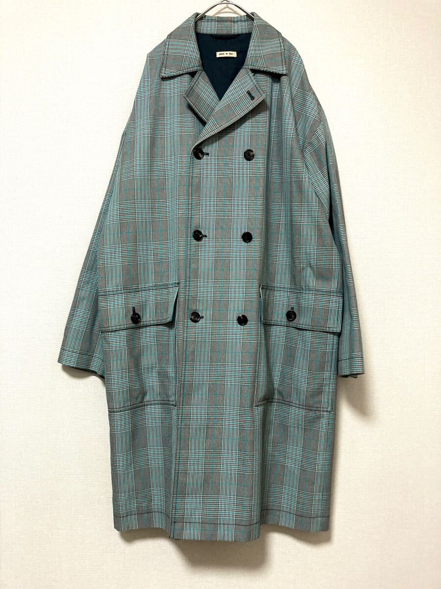 マルニ marni ダブルブレスト チェック チェスターコート ロング ポケット メンズ アウター ロング ジャケット 総柄 グレー拍卖