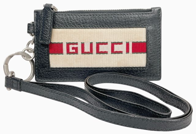 グッチ GUCCI ジャガード ストライプ コインケース カードケース ネックストラップ付き ストラップ 523815 【中古】拍卖