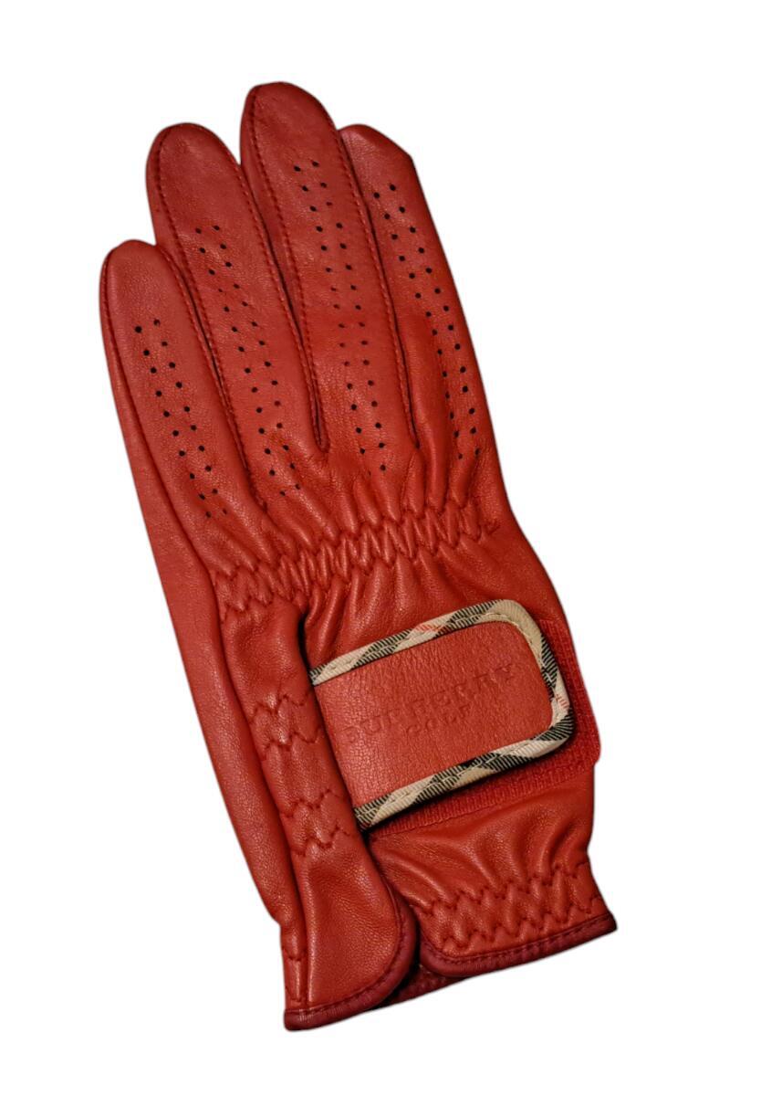 未使用 バーバリー 手袋 ゴルフ グローブ レッド レディース BURBERY GOLF 【中古】拍卖
