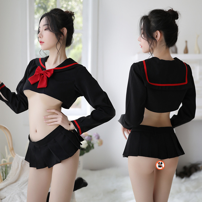 新品 超セクシー 誘惑 セーラー服風 トップススカートショーツソックス 4点セットベビードール 制服 コスプレ可愛いミニスカ拍卖