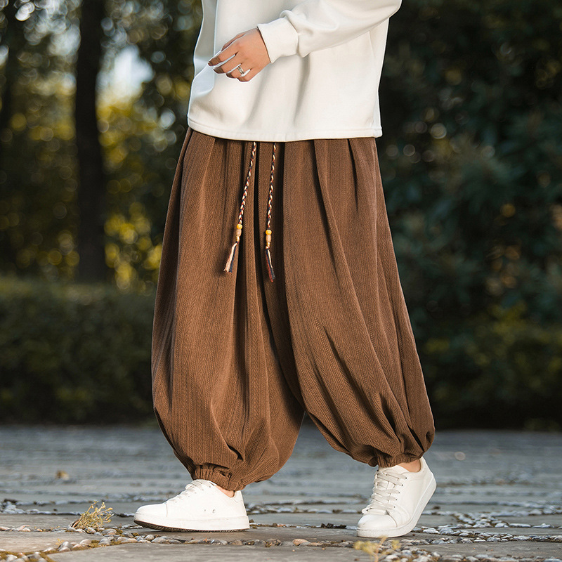 人気品秋冬メンズ ワイドパンツ サルエルパンツ コーデュロイ 裏起毛 厚手 長ズボン メンズズボン 大きいサイズ ウエストゴム (2色XL-6XL)拍卖