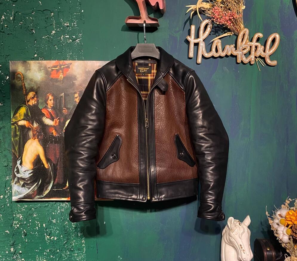 本革 メンズ ホースハイド&カウハイド 復刻40's フライトジャケット 革ジャン レザージャケット ライダース オイルレザー 馬革拍卖