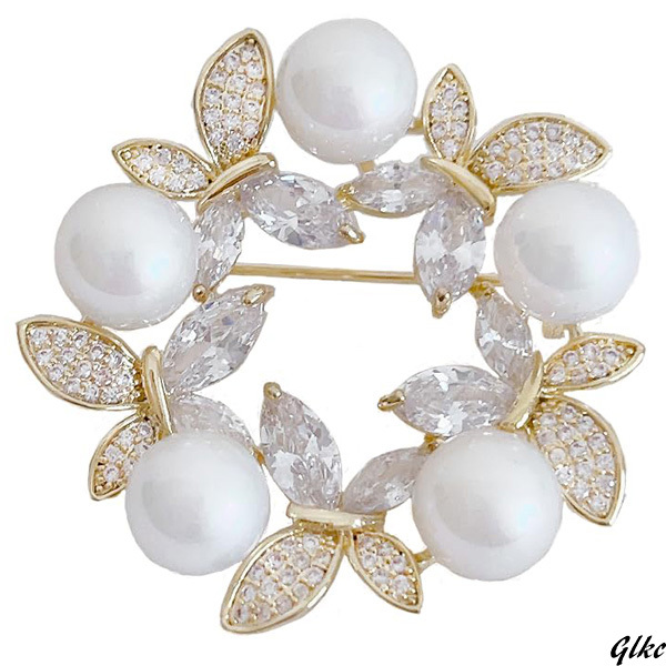 【シンプルなデザインで、どんなファッションにも合わせやすい】ブローチ パールデザイン おしゃれ セレモニー フォーマルシーン ギフト拍卖