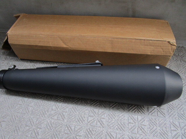 新品!汎用品!スリップオンマフラー・黒/ブラック(バイクオートバイステンレスサイレンサー差し込み口アダプター付きメガホンマフラー)拍卖