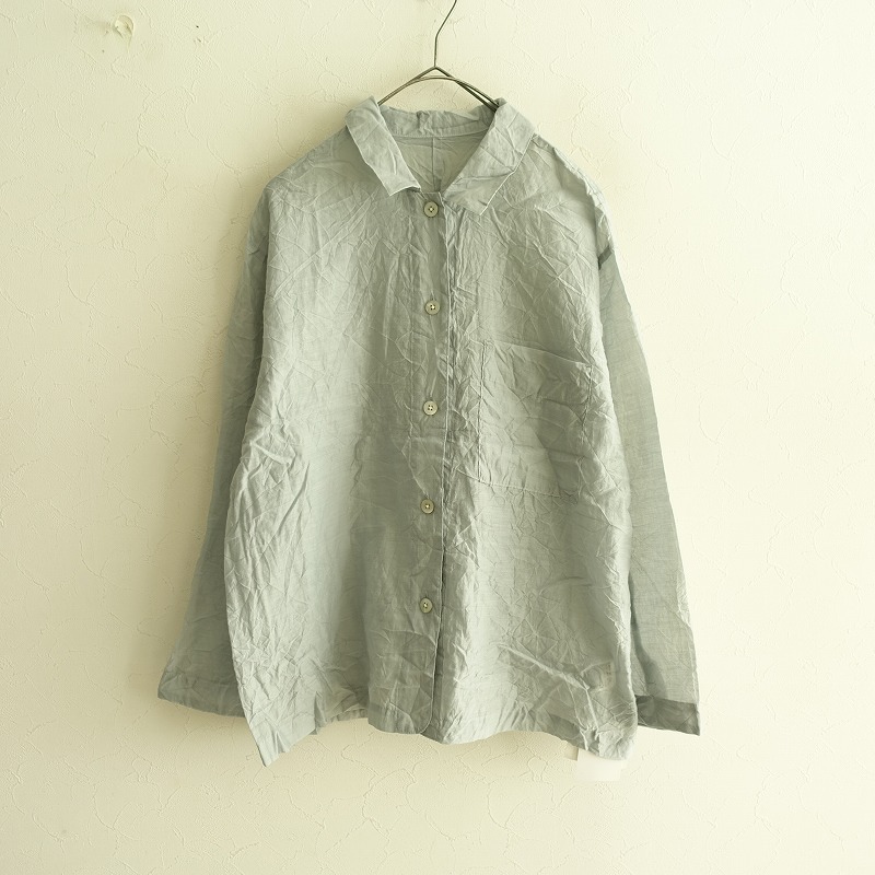 【2024/定価1.7万】ユニyuni IS LIKE A FLOWER TO ME. *ワッシャー加工ロングスリーブシャツ*Fブルーグレー(m33-2410-444)【11K42】拍卖