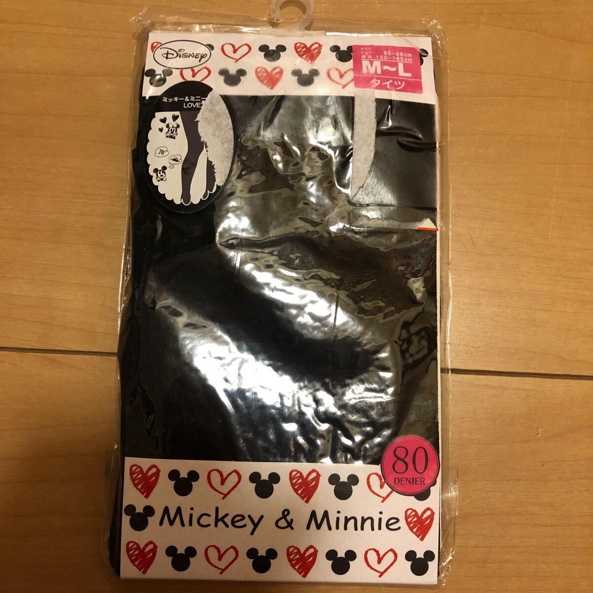 Disney ミッキー ミニー タイツ 黒 150-165cm M-L 80デニール 女の子 レディース拍卖