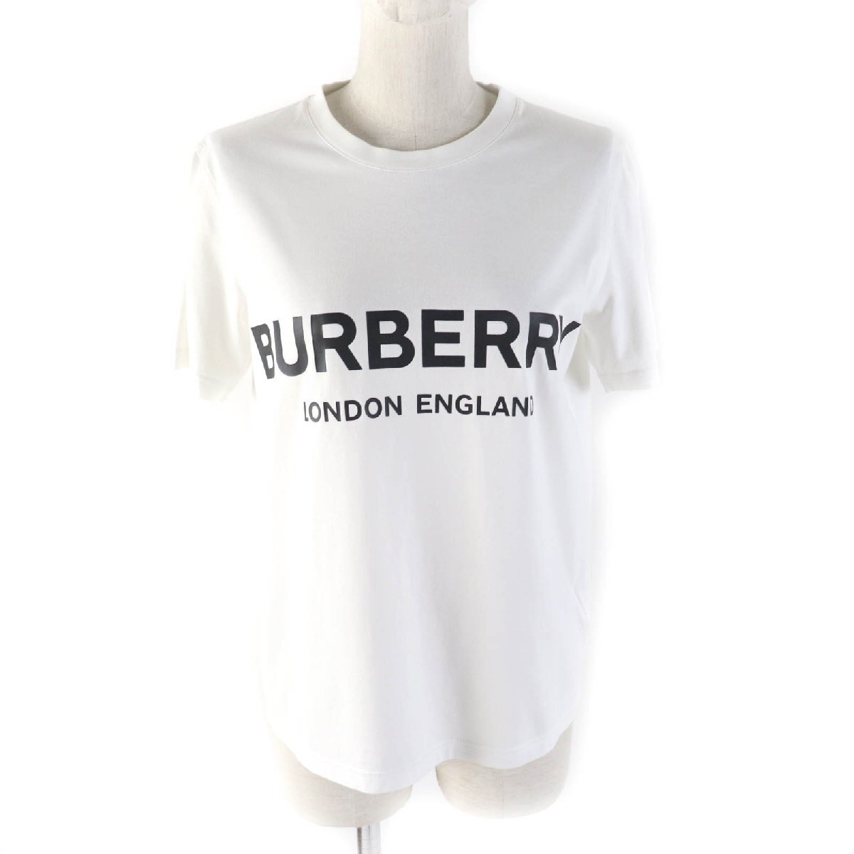 美品★BURBERRY バーバリー 8008894 コットン100% ロゴプリント クルーネック 半袖Tシャツ ホワイト SP 正規品 レディース拍卖