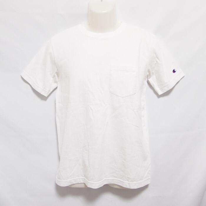 古着 メンズM Champion/チャンピオン ショートスリーブポケットTシャツ スポーツ カジュアル 普段着 半袖 ホワイト C3-M347拍卖