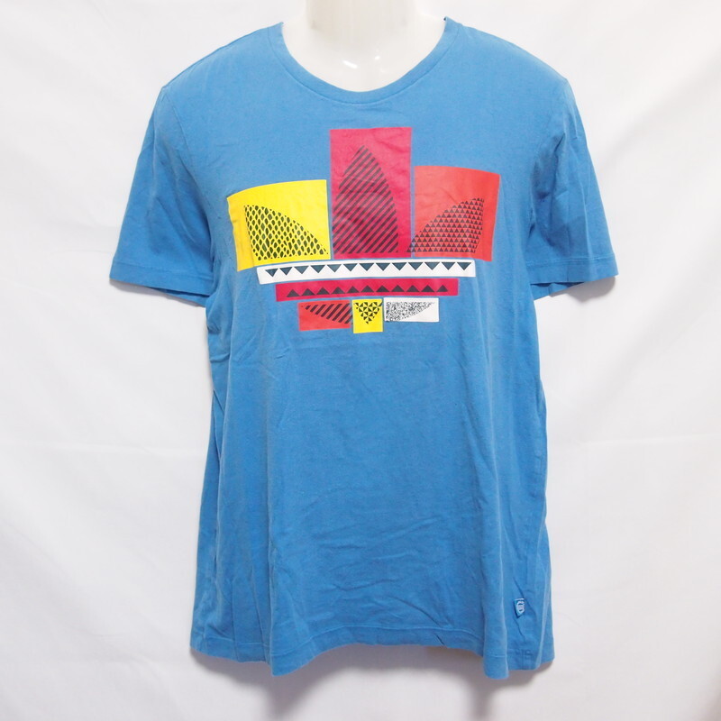 古着 メンズXO adidas originals/アディダス オリジナルス カジュアル Tシャツ 半袖 トレフォイルロゴ ブルー AB9567拍卖