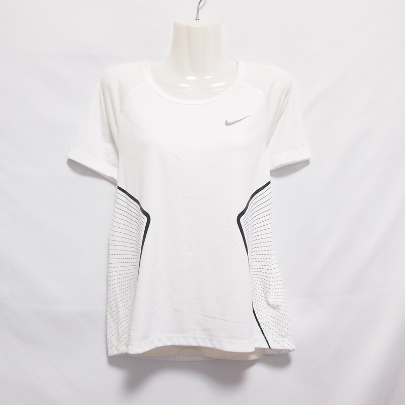 古着 レディースM NIKE/ナイキ WS DRI-FIT グラフィック マイラー S/Sトップ ランニングシャツ 半袖 ホワイト 890350-101拍卖
