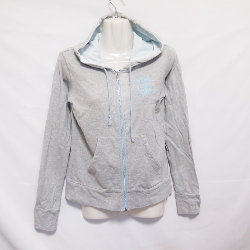古着 レディースS adidas/アディダス スウェットパーカー フルジップ フード スポーツ カジュアル グレー 432679拍卖