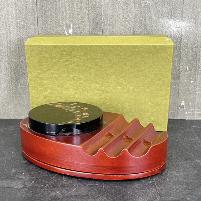 東出漆器 ピュア印章ケース 未使用品 朱肉 マット付き 269-J10 印鑑スタンド / 69189 在★2拍卖