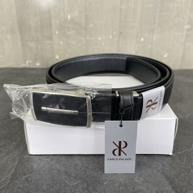 未使用 CARLO PALAZZI CP106 メンズ レザーベルト 両面牛革 バックル ブラック カルロ・パラッツィ ファッション/510474在★2拍卖