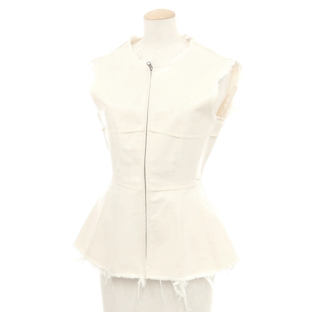 【中古】エムエムシックス MM6 コットン ジップアップ ベスト アイボリー【40】 EPD拍卖