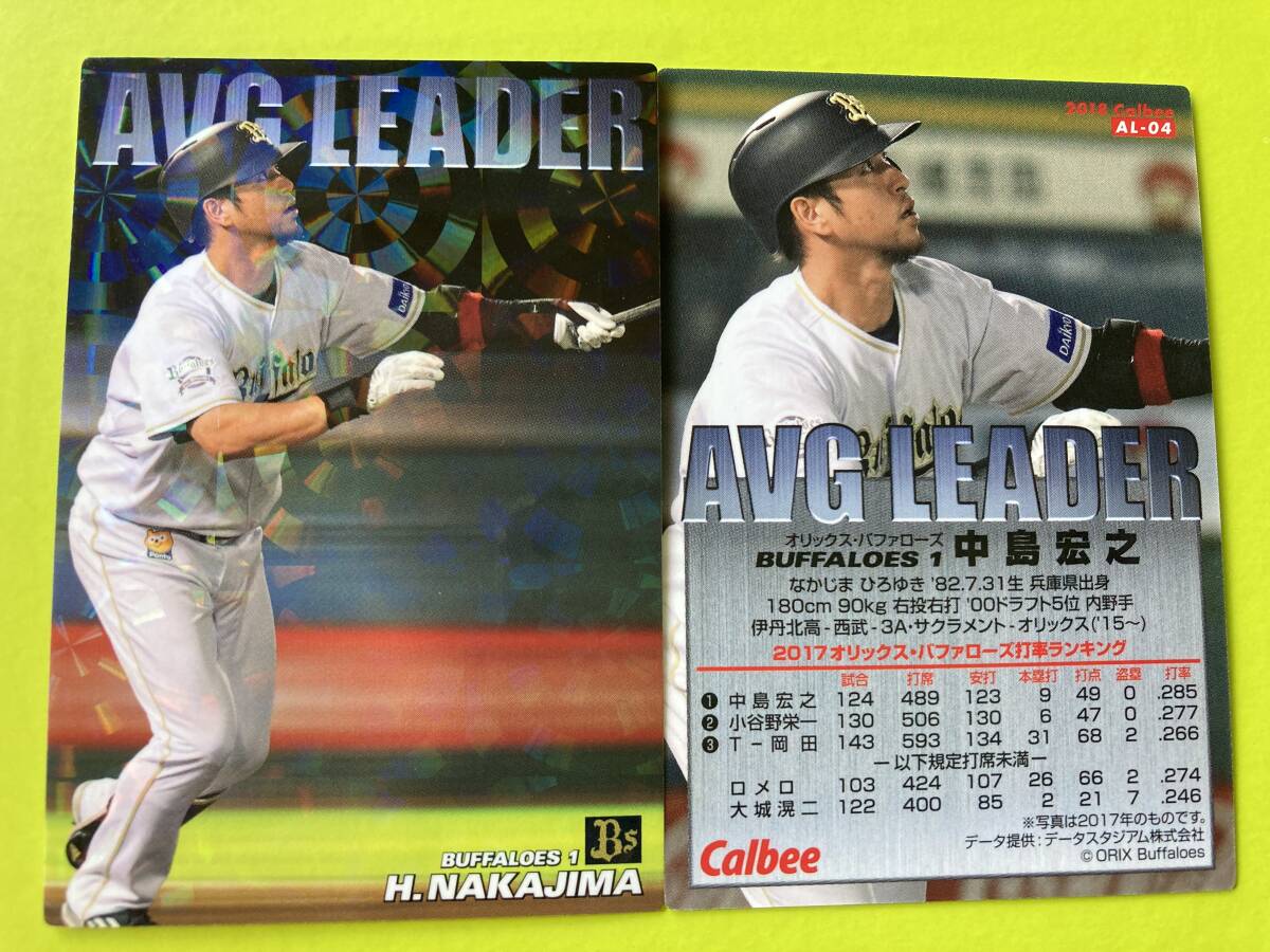 2018 第1弾 AL-04 中島 宏之(オリックス)AVG LEADERカード 通販仕様 キラカード スペシャルボックス限定 カルビー 即決 送料110円〜拍卖