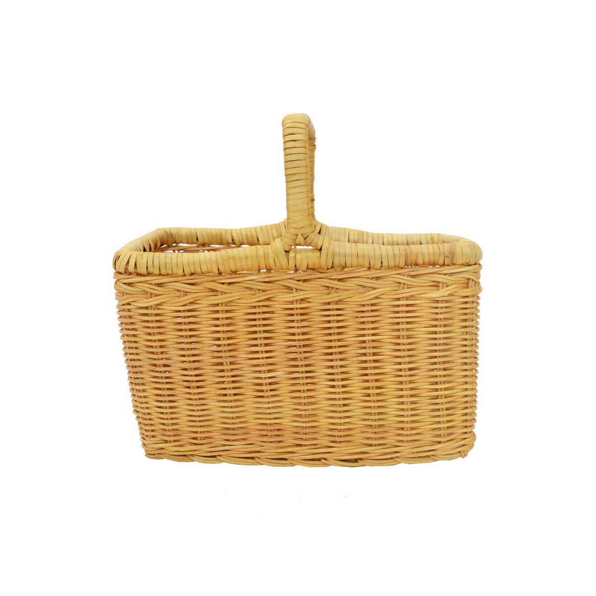 かごバッグ 籐かご ラタン製 長角 一本手 籐 ベトナム ピクニック拍卖