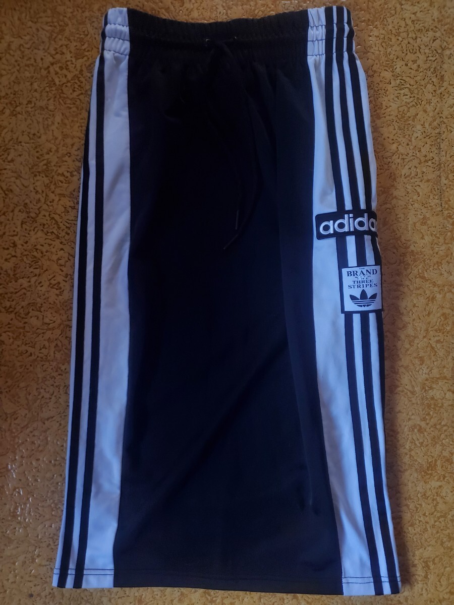 adidas Originals アディダス オリジナルス トラック ロング スカート サイズS ジャージ 3本 ストラップ ライン スリット 黒 送料無料拍卖