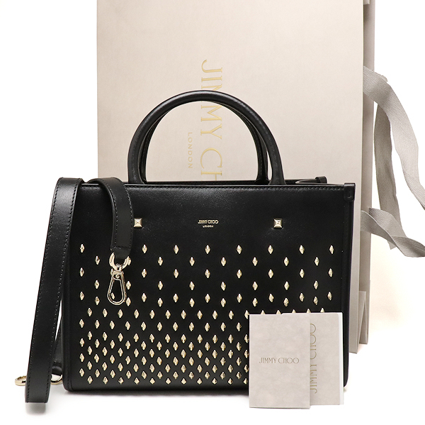 未使用 ジミーチュウ バッグ アヴェニュー S トート 2WAYバッグ スタッズ ブラック JIMMY CHOO拍卖