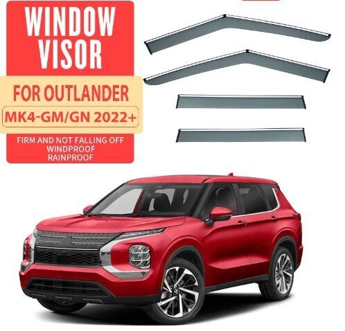に適用 三菱 アウトランダー 2021-外側マウントシェードサンレインガード、雨除け 換気 ドアバイザー 半透明ブラック 社外品 4枚拍卖