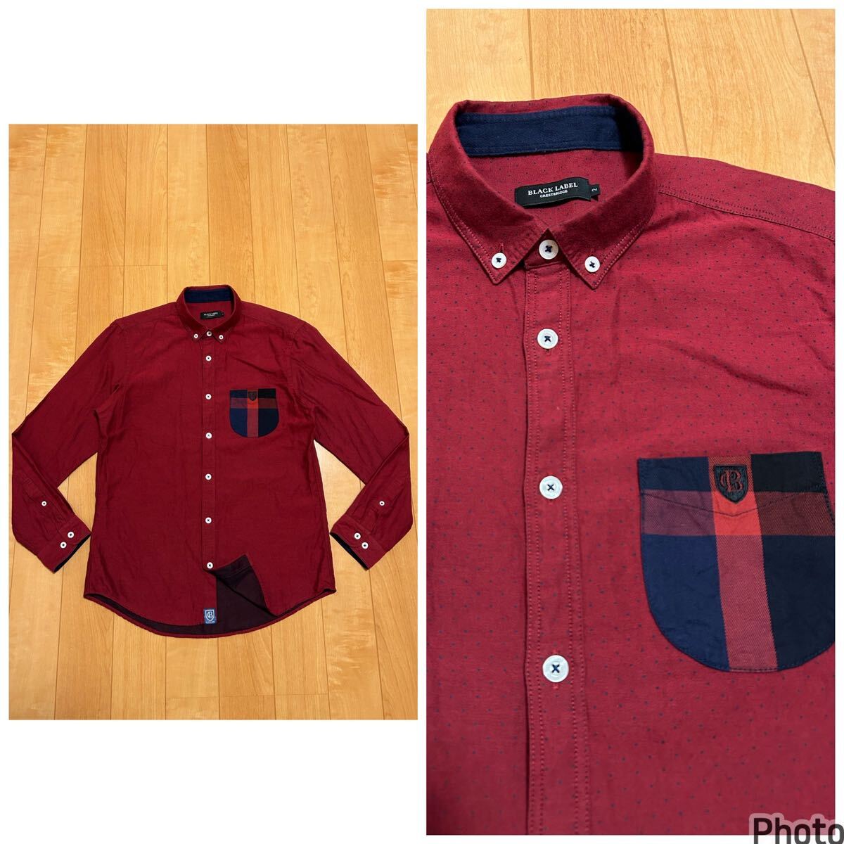 美品☆ブラックレーベル・クレストブリッジ サイズ2 長袖BDスモールドット総柄シャツ チェック柄ポケット&ロゴ刺繍入&タグ付 CRESTBRIDGE拍卖