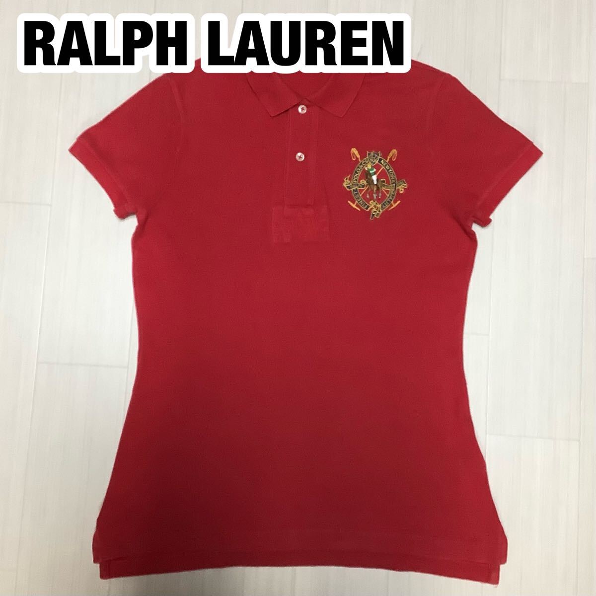 RALPH LAUREN ラルフローレン 半袖ポロシャツ M 165/92A レッド 刺繍ロゴ拍卖