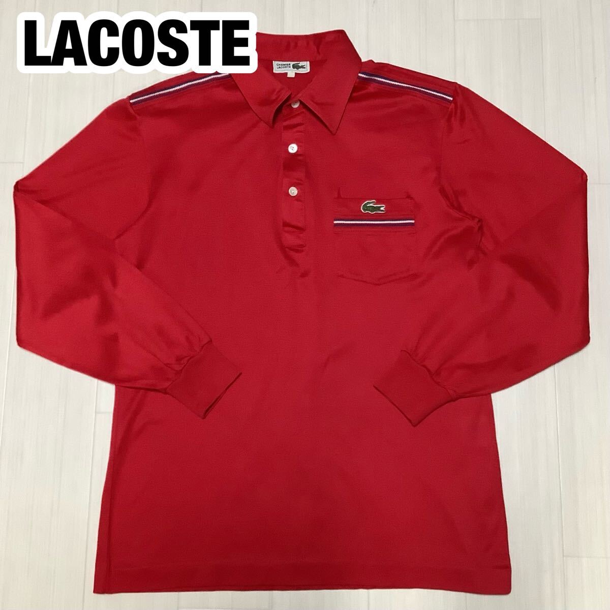CHEMISE LACOSTE ラコステ 長袖 トップス レッド ワニ拍卖
