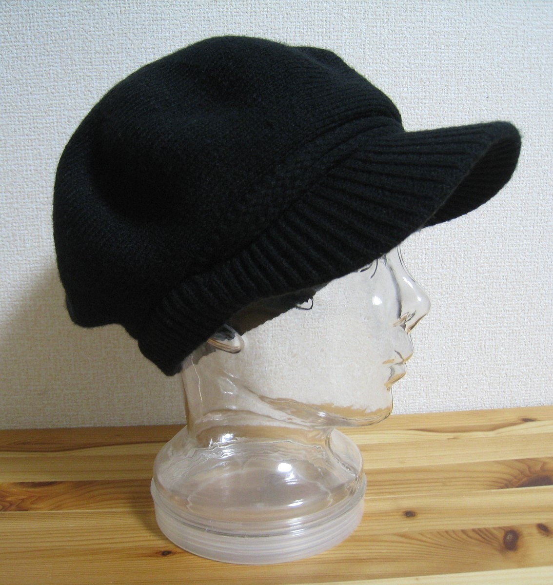 ◆ ブラック ニット キャスケット ◆ レディース シンプル 帽子 黒 ◆ 57.5センチ ◆ USED ◆拍卖
