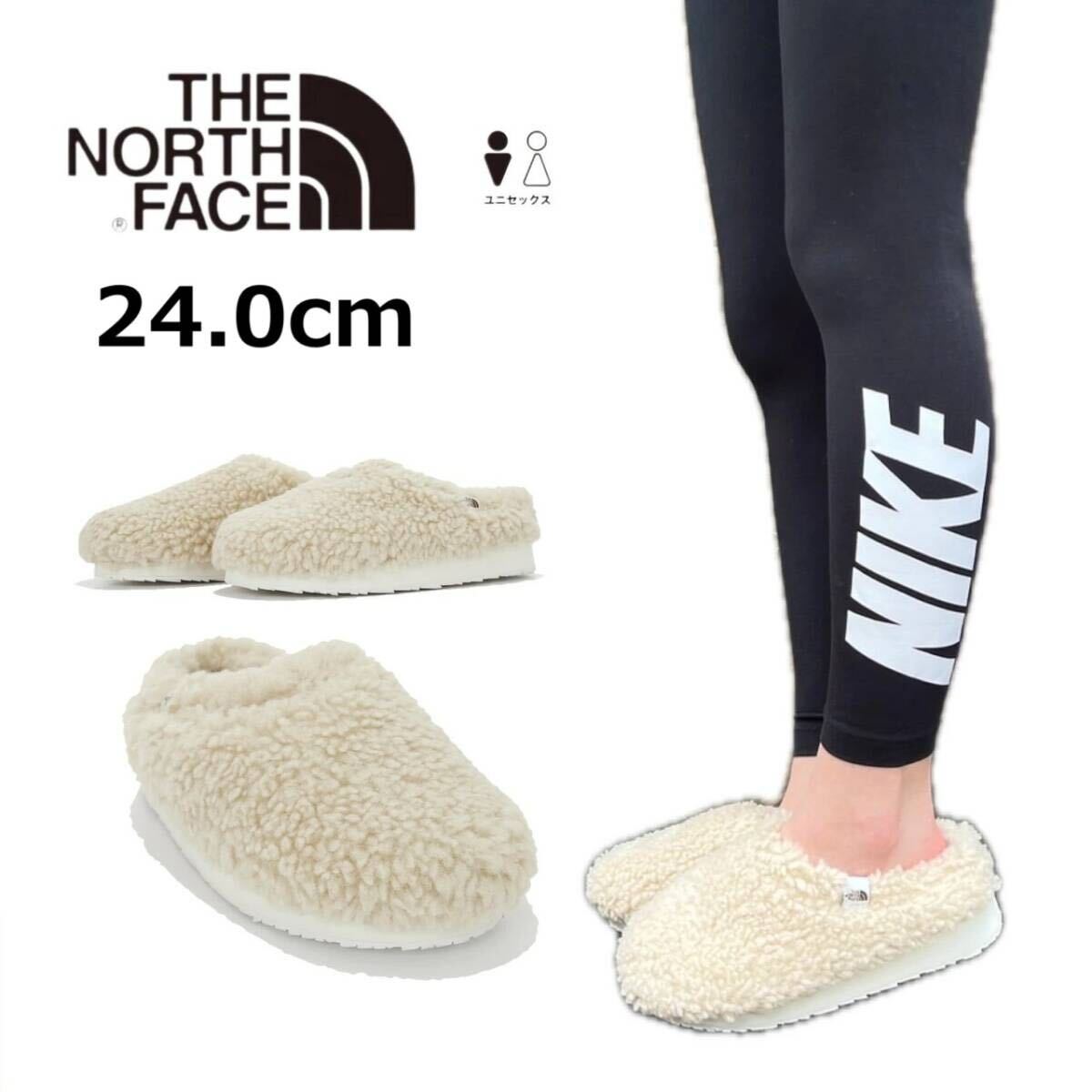 ザ ノースフェイス ミュール NS93M77 スリッポン モカシン ベージュ 24.0cm ボア素材 フリース 韓国 THE NORTH FACE MULE FLEECE 新品拍卖