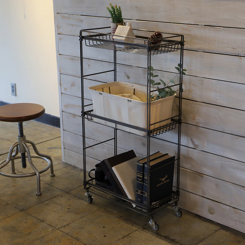 シェルフ 棚 収納 オープンラック ワイヤー スチール キャスター付き インダストリアル おしゃれ 無骨 ガレージ 車庫 オープンシェルフ拍卖