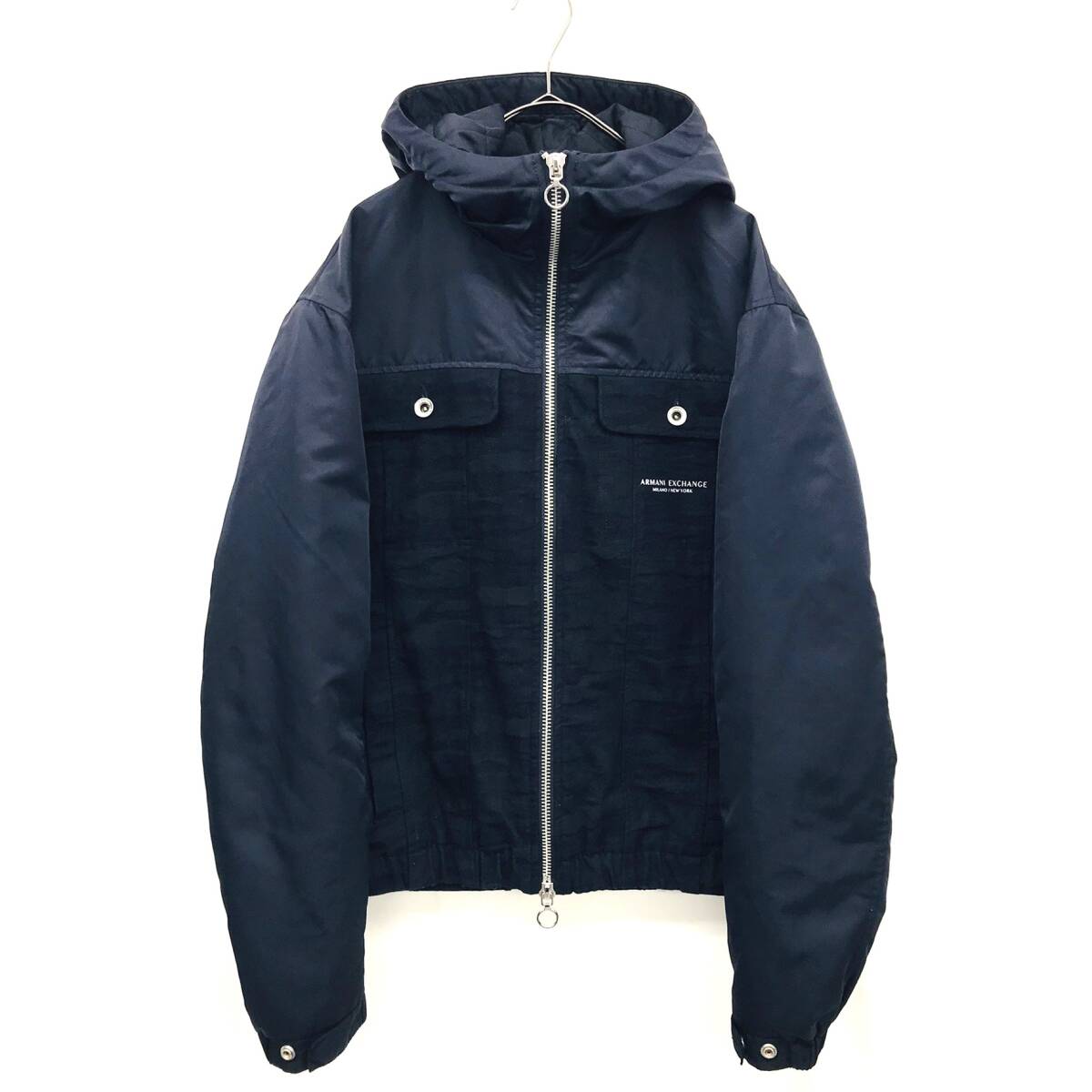 KZ8023★A|X ARMANI EXCHANGE : カモ柄フードデニムジャケット★S★ネイビー 新品価格¥21,900- ブルゾン ナイロン拍卖