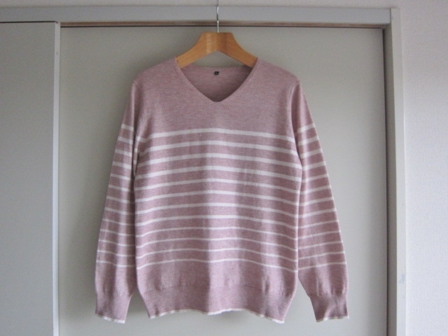綺麗め CLOSSHI しまむら 長袖 セーター ストライプ ピンク サイズM 拍卖