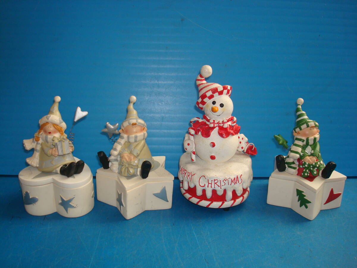 Xmasグッズ スノーマンオルゴールと小物入れ3点 XSO10拍卖