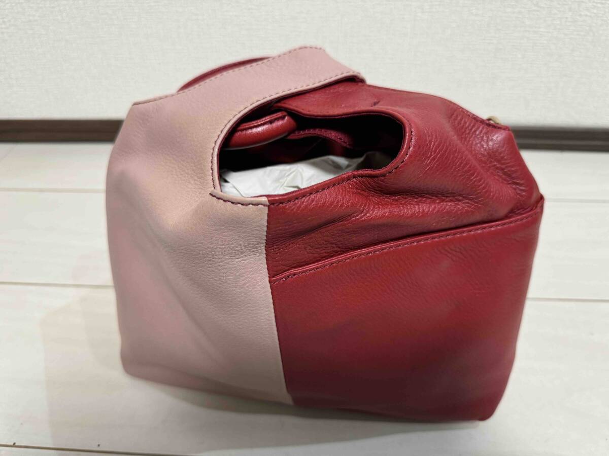 (^^) efffy リングハンドバッグ ピンク レッド 2Way ツーウェイ ツートン バイカラー エフィー拍卖