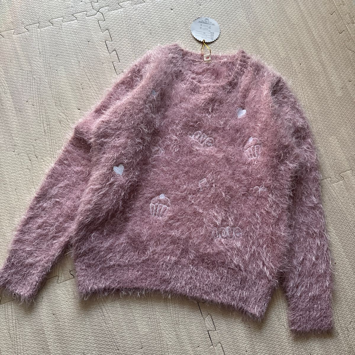 160cm ニット セーター 長袖 ピンク系 ふわふわ拍卖