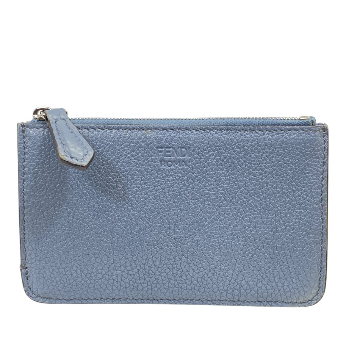 FENDI フェンディ 8AP161 フラグメントケース コインケース 小銭入れ カードケース コンパクト レザー ライトブルー拍卖