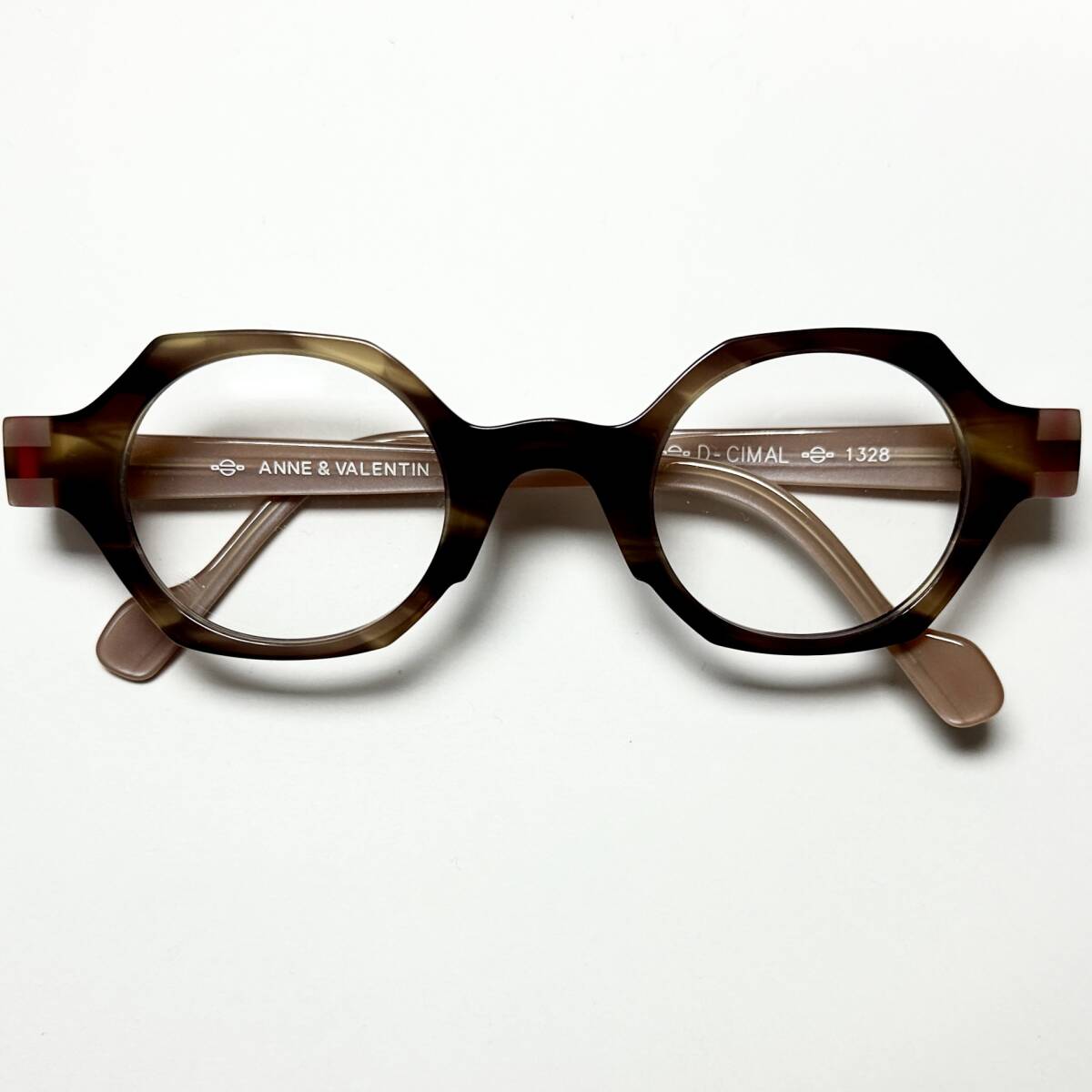 ANNE ET VALENTIN 小振り D-CIMAL 1328 新品・純正ケース付き Frame France 丸メガネ アンバレンタイン フレームフランス製 クラウンパント拍卖