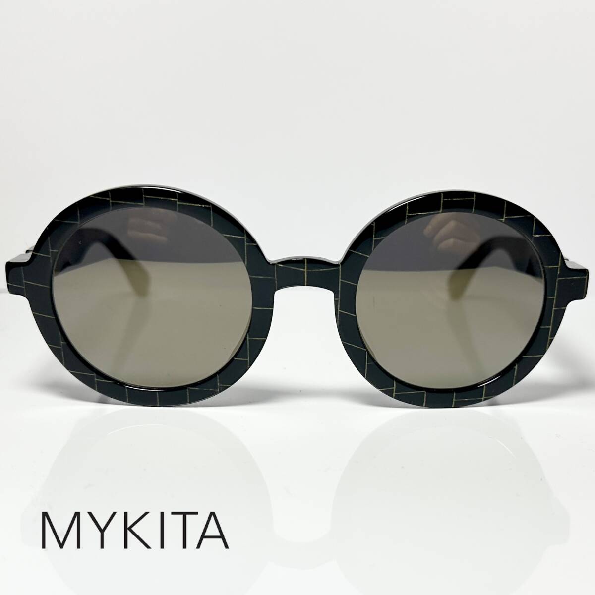 ドイツ製 MYKITA 円形サングラス 純正新品 STUDIO3.1 BLK/GDS 408 マイキータ|付属品完備 / 丸メガネ拍卖
