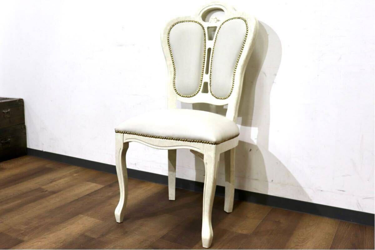 GMHN308C○Eddi Rose / エディローズ イタリア製 ダイニングチェア 食卓椅子 アームレスチェア 鋲打 猫脚 エレガント クラシック 輸入家具 拍卖