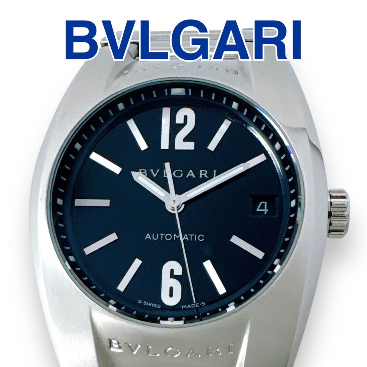 ブルガリ BVLGARI エルゴン EG35S 自動巻き オートマ AUTOMATIC デイト ブラック文字盤 黒 シルバー ユニセックス メンズ レディース 時計拍卖