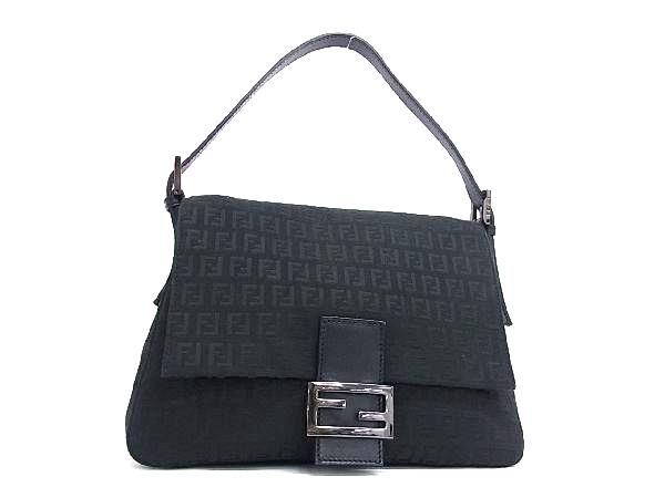 ■極美品■ FENDI フェンディ ズッカ柄 ズッキーノ マンマバケット ナイロンキャンバス ワンショルダーバッグ ブラック系 FA1314拍卖