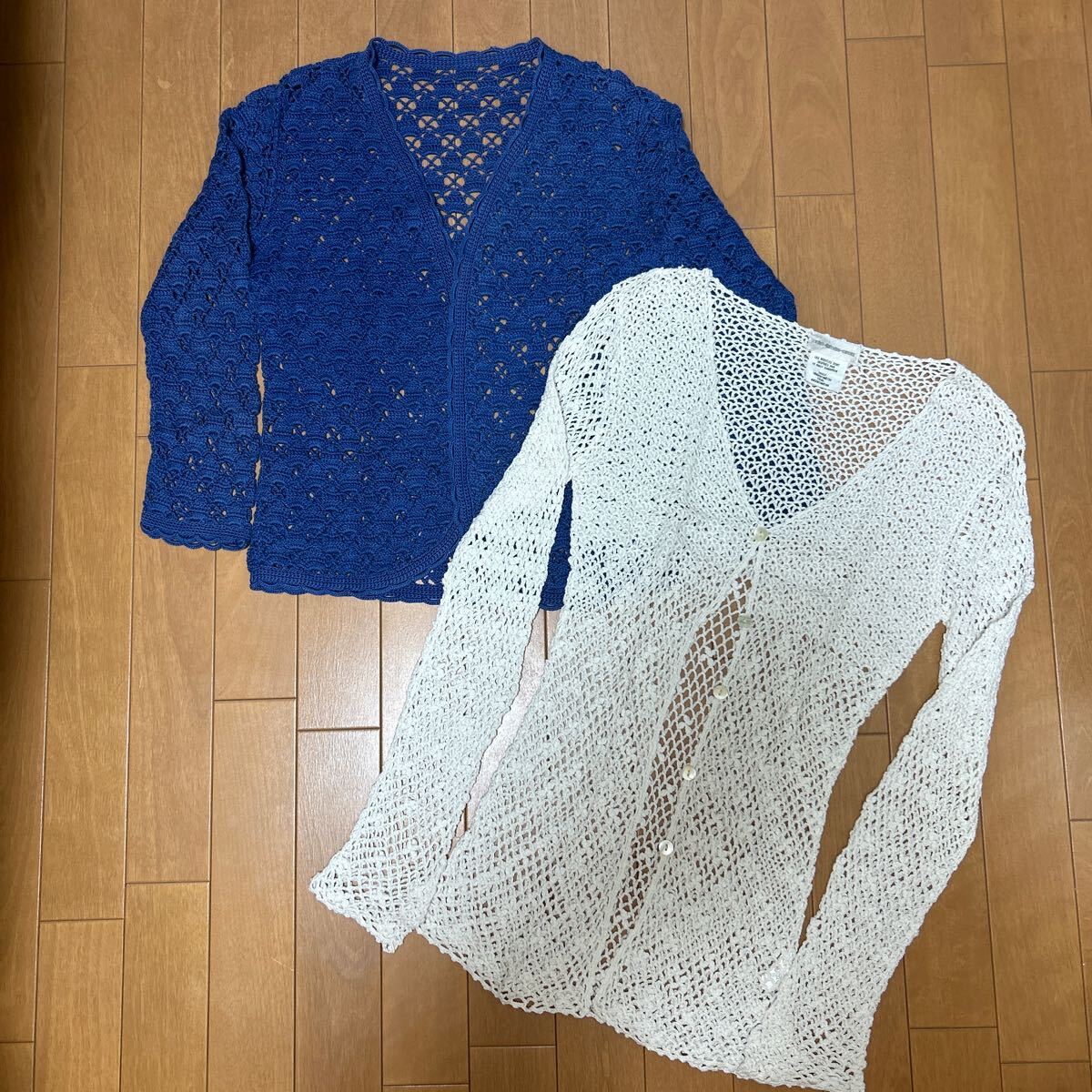 ☆未使用!メッシュカーディガン/ブルー&ホワイト★拍卖